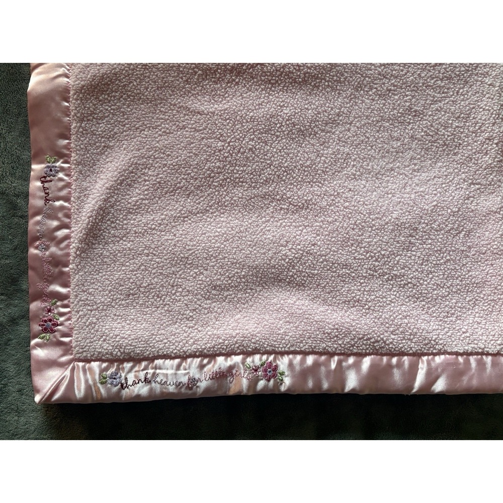 Just Born Pink Thank Heaven For Little Girls Baby‎ Blanket Reversible Minky GUC